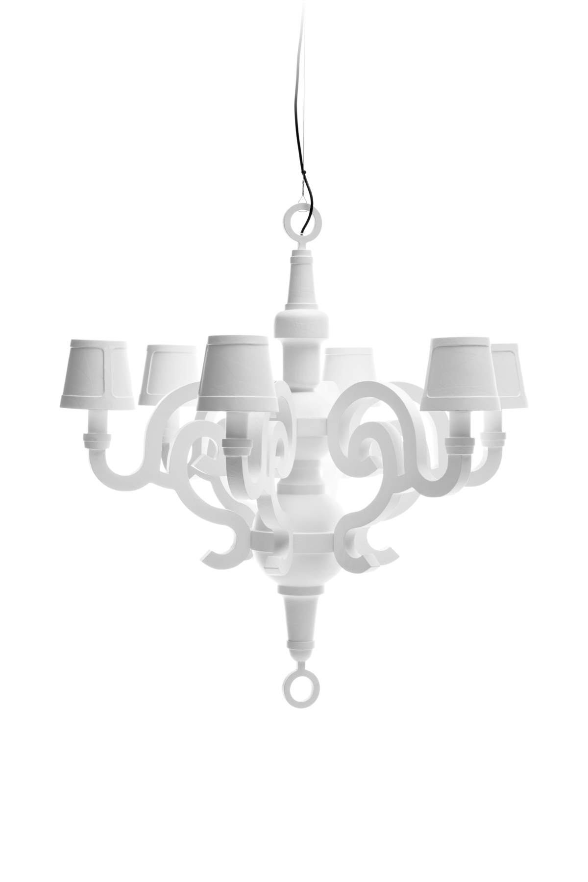 Paper Chandelier L white with shades front side